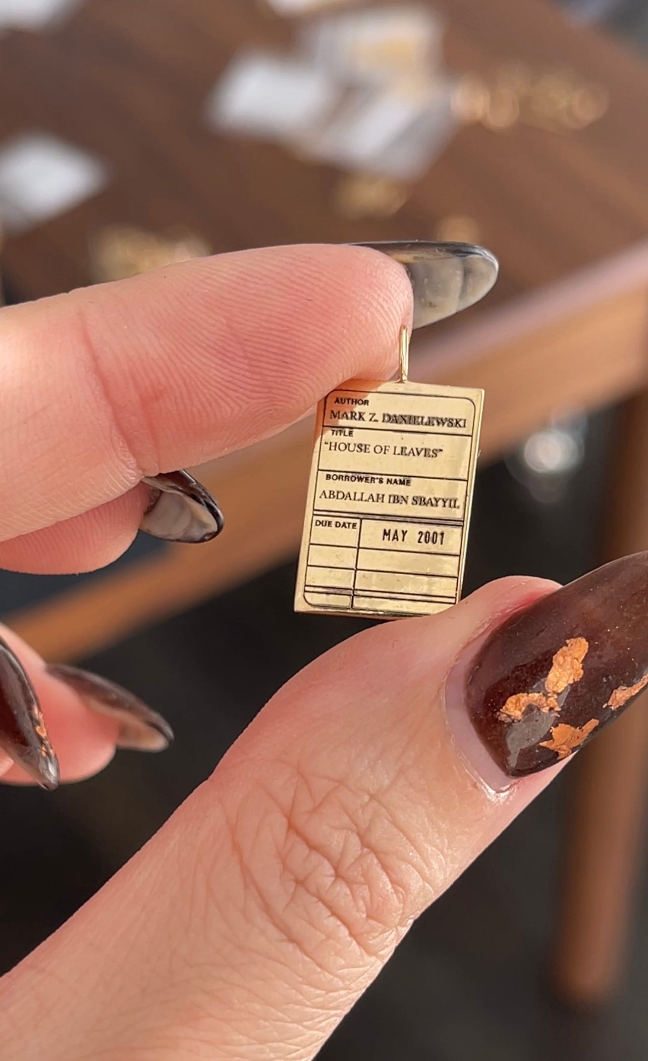 SAMPLE Library Card pendant #1