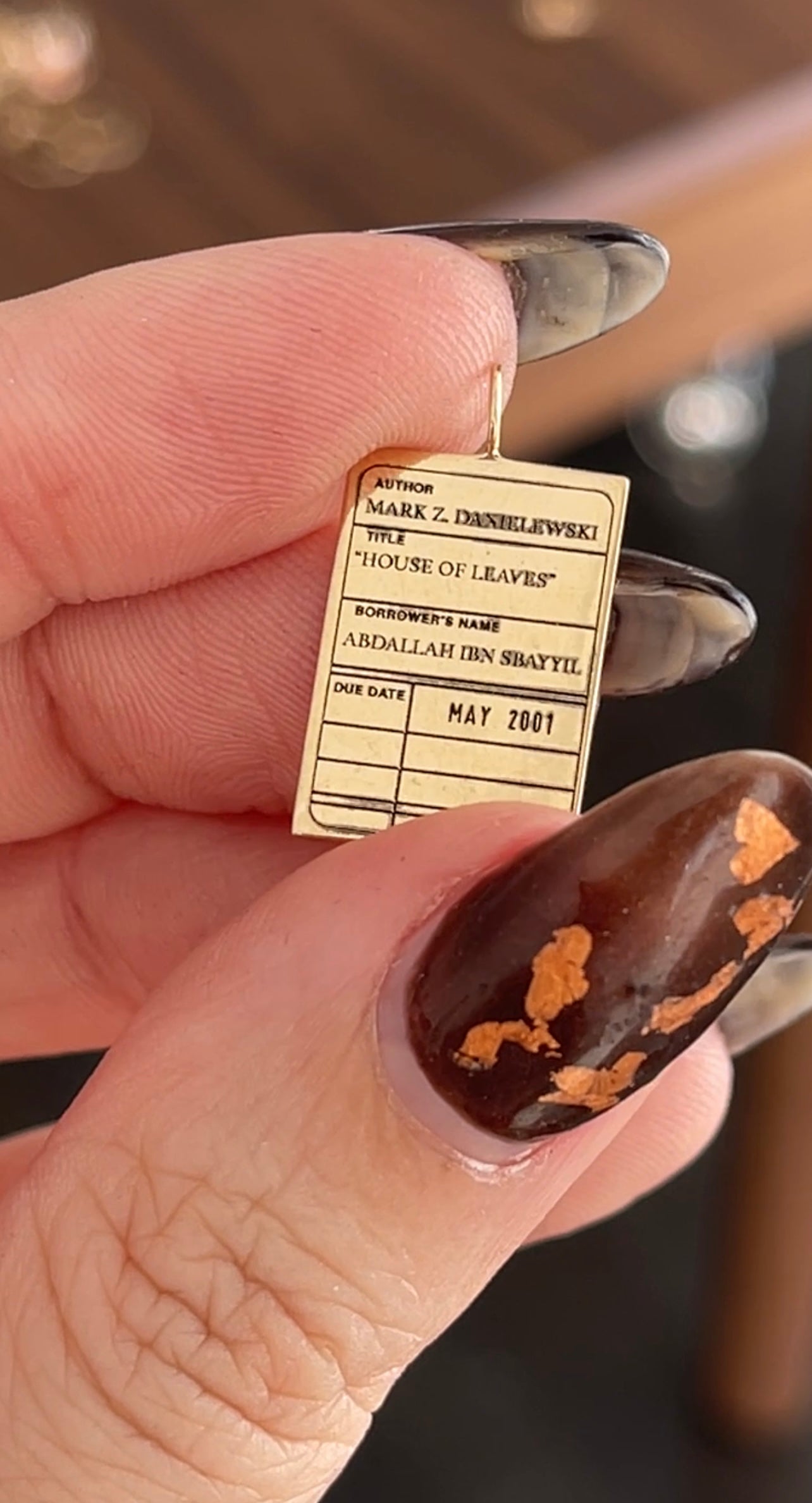 SAMPLE Library Card pendant #1
