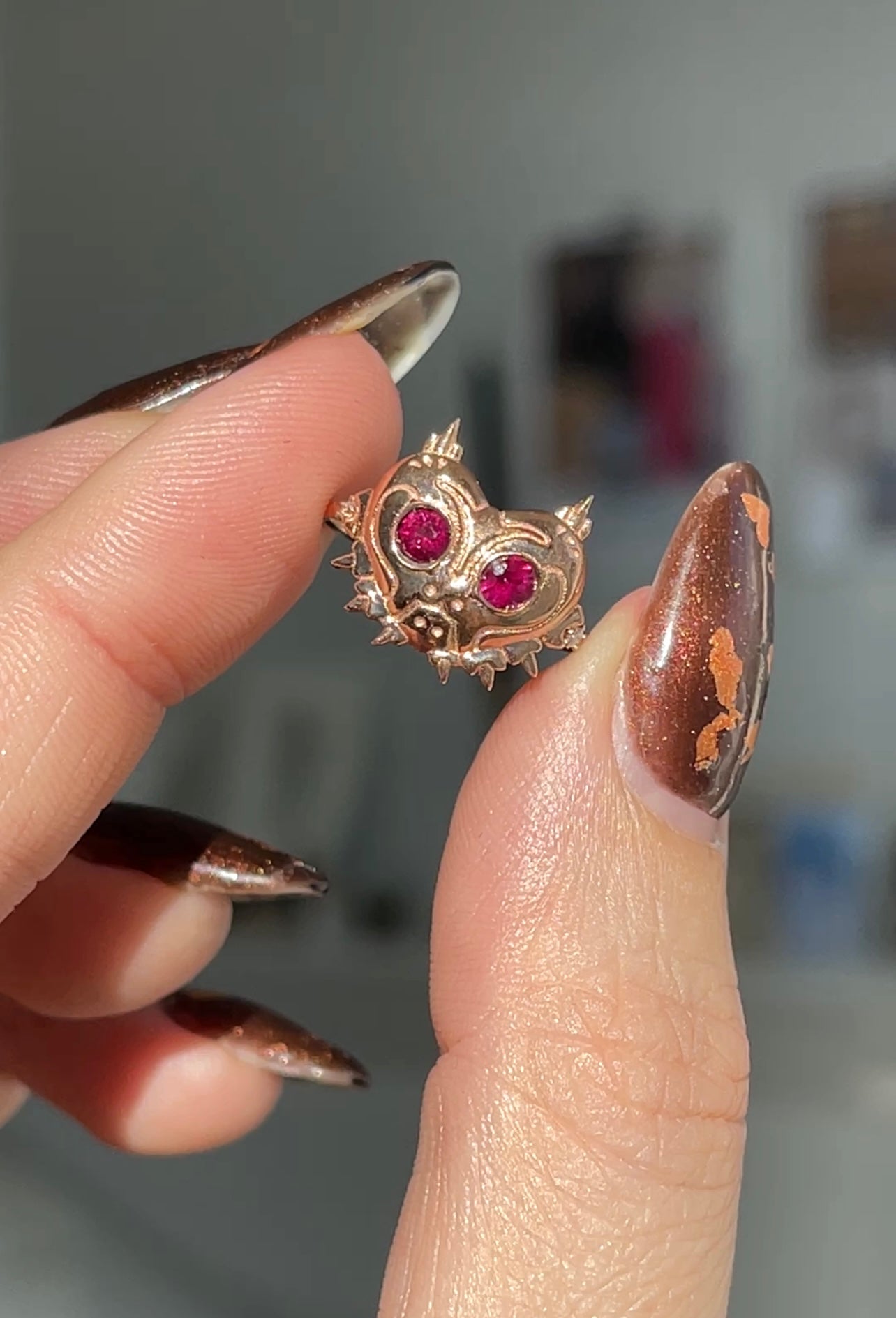 SAMPLE Ruby Majora's Mask Ring - Size 6.25