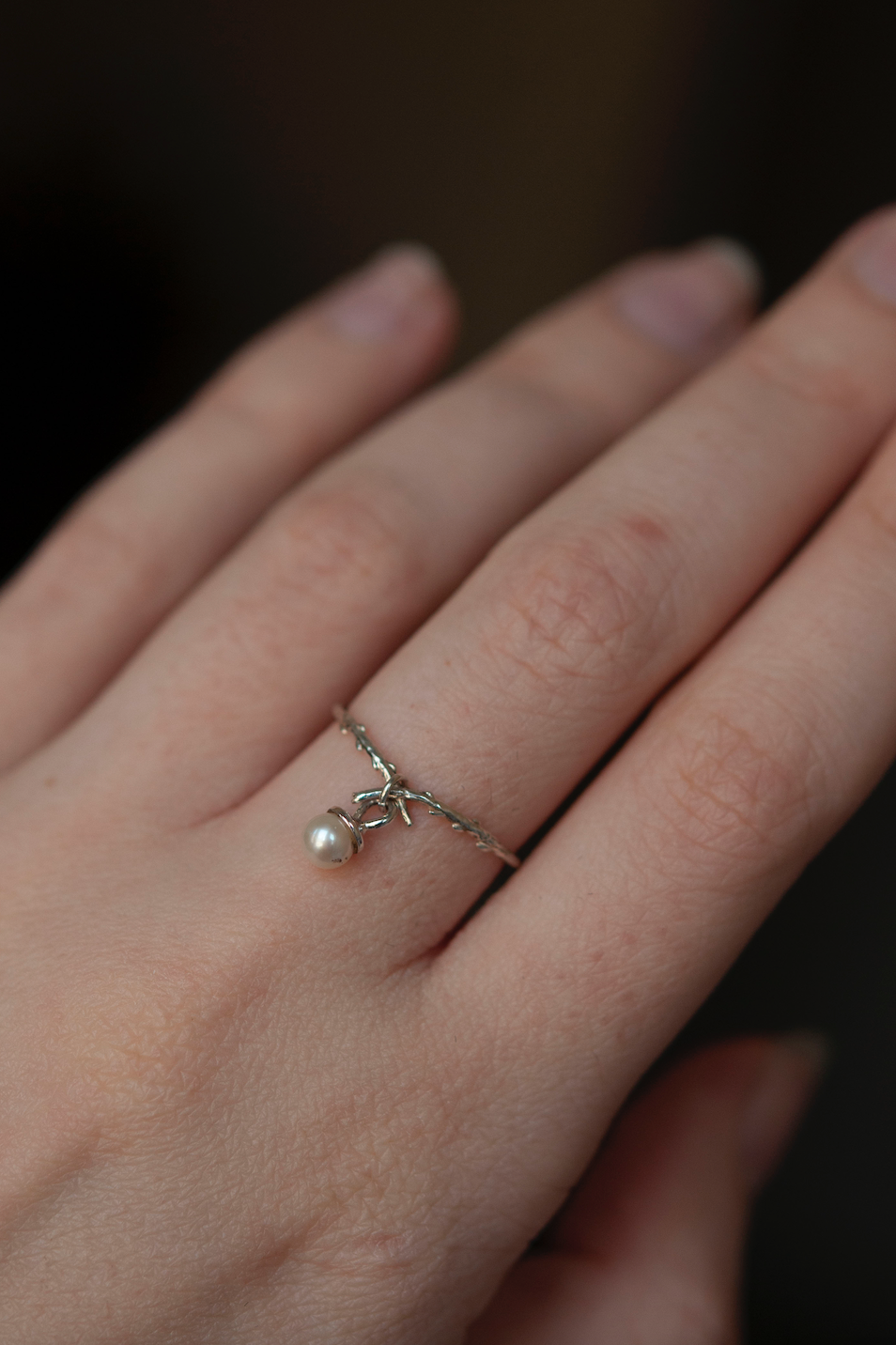 SAMPLE Pearl Woodland Ring - SIZE 6.25 - SILVER