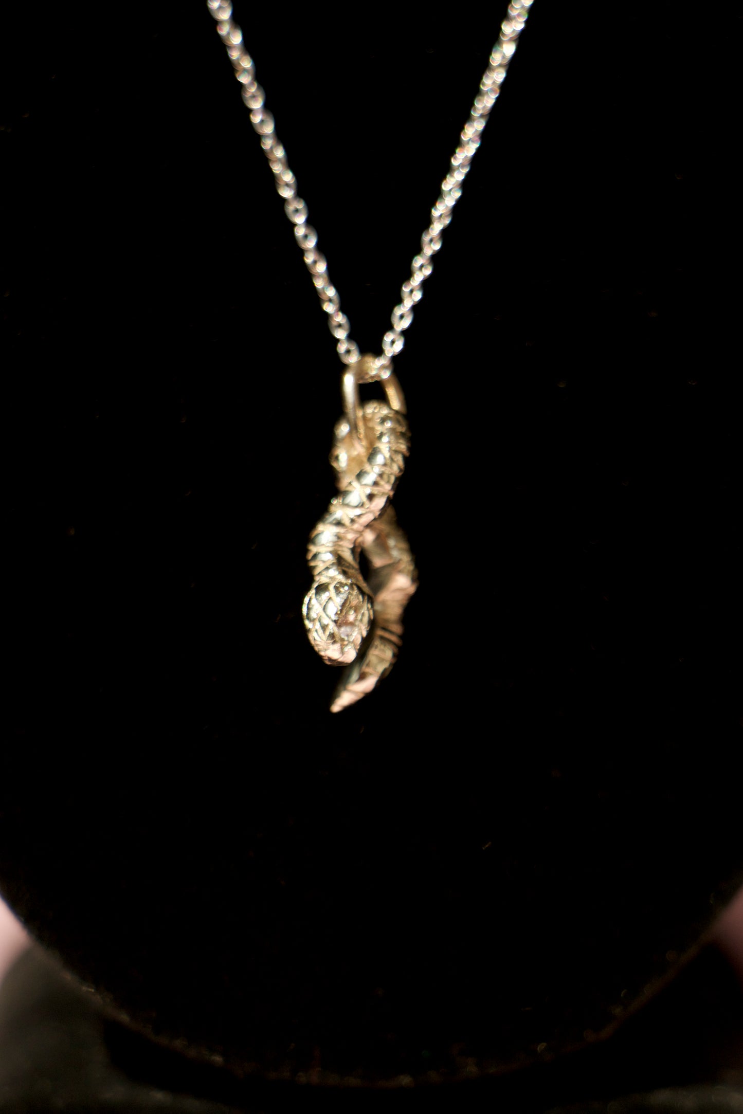SAMPLE Snake pendant with two diamond eyes + 16" chain