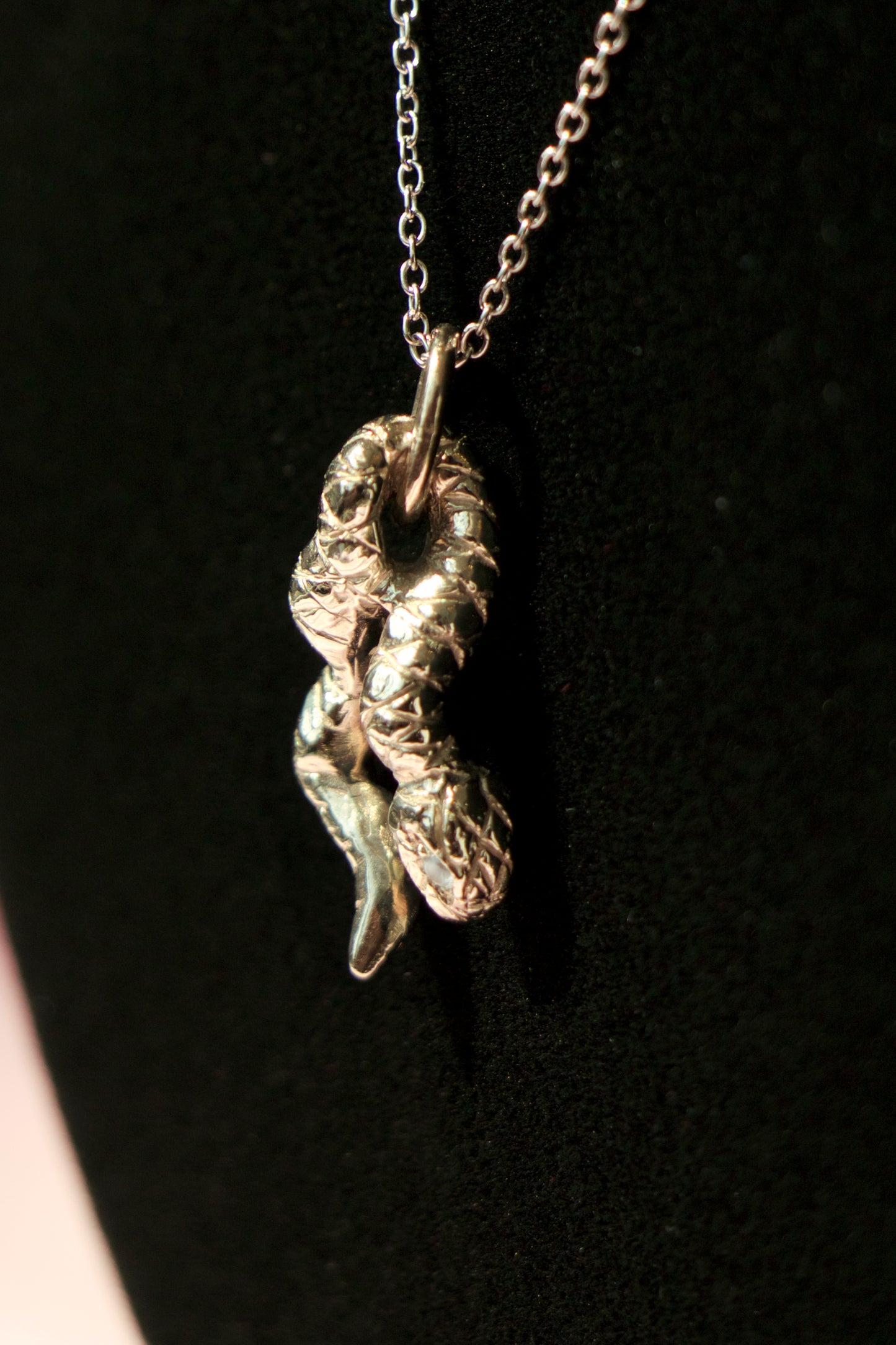 SAMPLE Snake pendant with two diamond eyes + 16" chain
