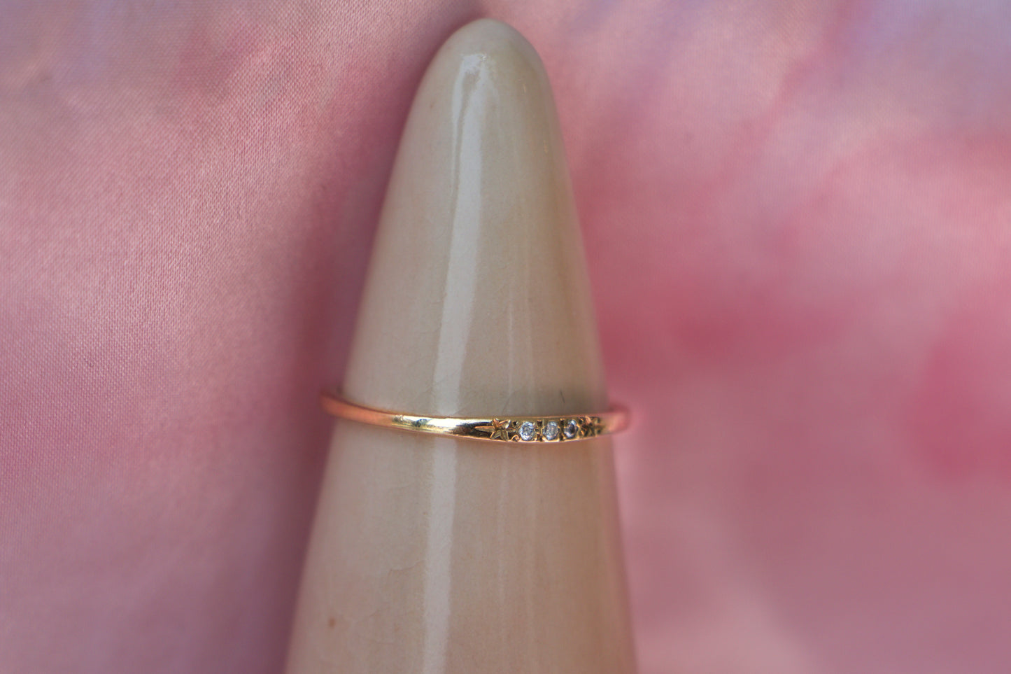SAMPLE Three Diamond Two Star Ring #2 - Size 7