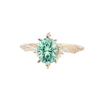 Saphir rond brillant bicolore vert et jaune