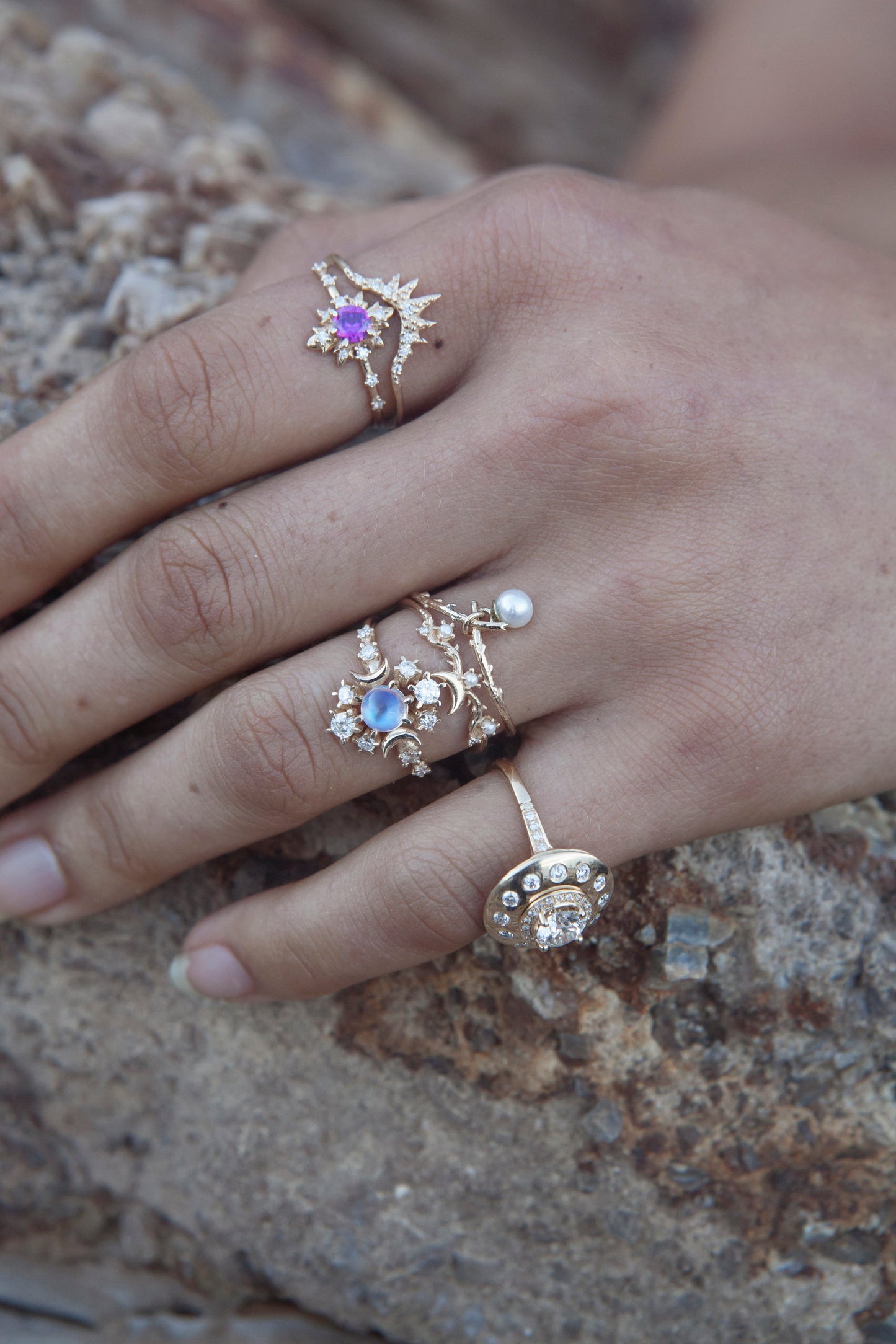Bague Wandering Cosmos Pierre de lune