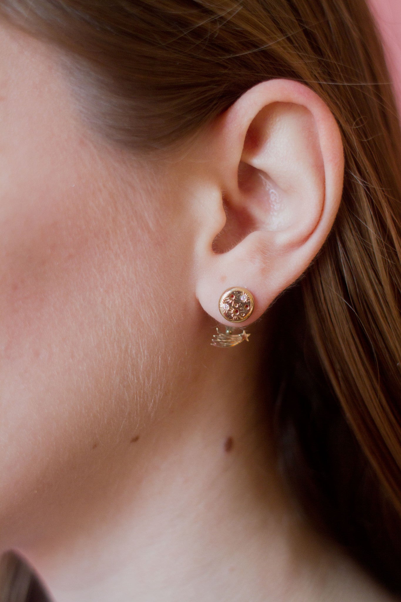 Shooting Star & Moon Ear Jacket Earring