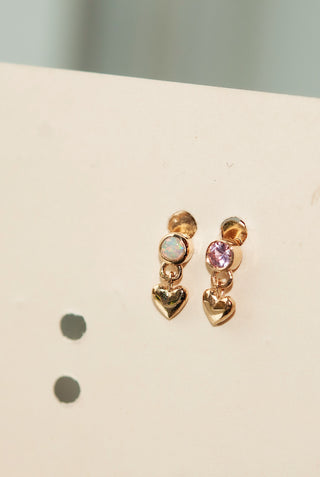 Boucle d'oreille coeur bébé saphir