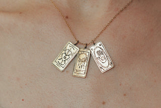 Three of Swords Tarot Card Necklace