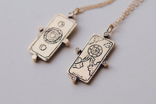 Diamond Wheel of Fortune Tarot Card Necklace