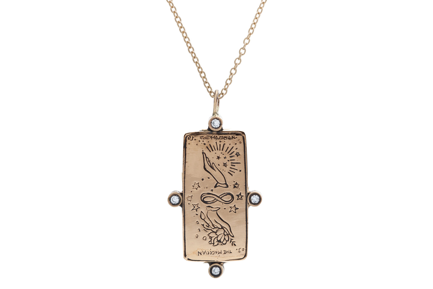 Diamond Magician Tarot Card Necklace