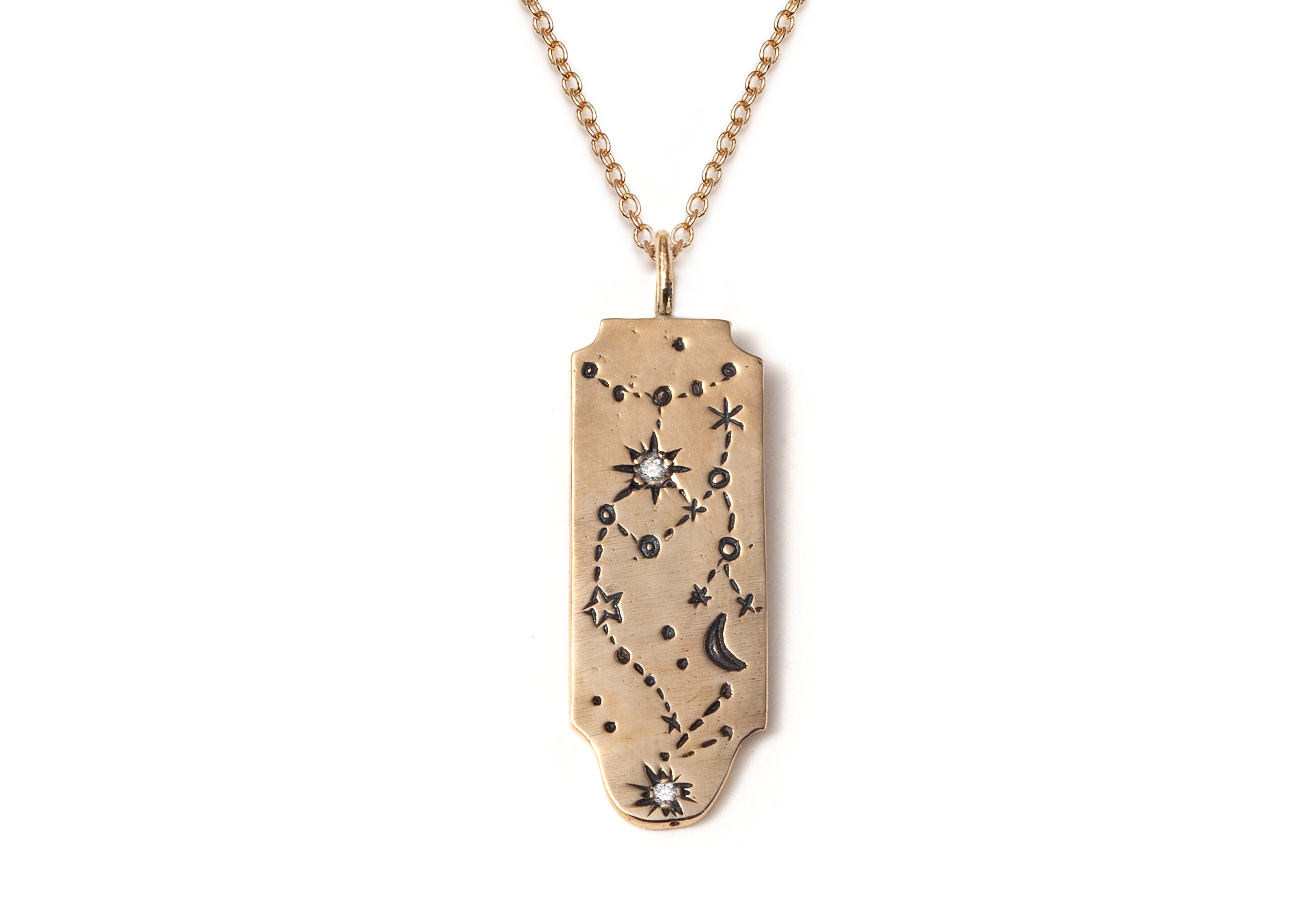 Zodiac, Gold-Tone Virgo Star Sign Dog Tag Cable Chain Necklace, In stock!