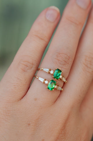 OOAK - Cushion-cut Tourmaline Pleiades Ring