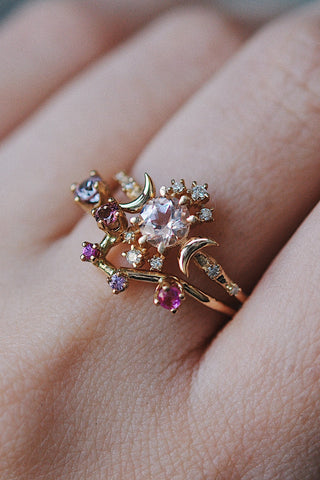 Morganite Wandering Star Ring - Ready-To-Ship