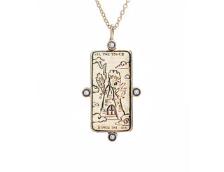 Diamond Tower Tarot Card Necklace