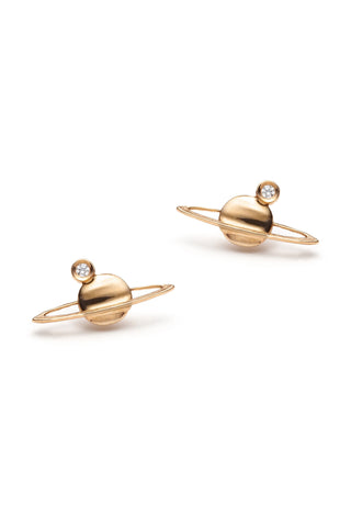Diamond Mini Saturn Earring - Ready-To-Ship