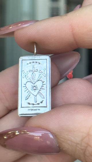SAMPLE - Silver Three of Swords Tarot Card Pendant