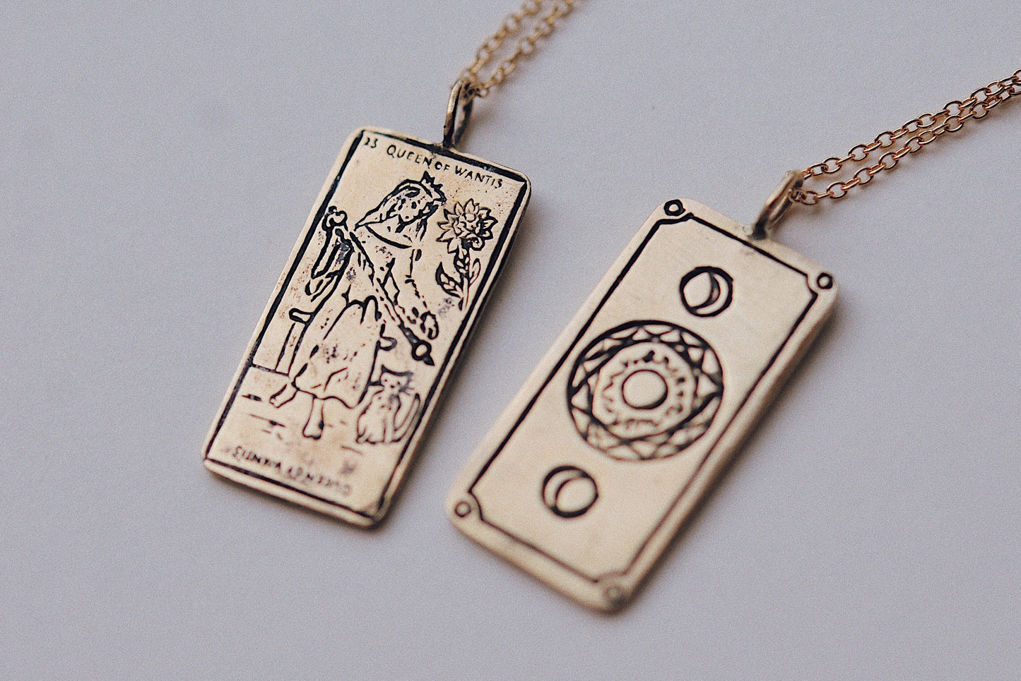 Queen of Wands Tarot Card Necklace - Ready-to-Ship