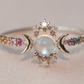 SAMPLE Moonstone Rainbow Wandering Star Ring - Size 10.5