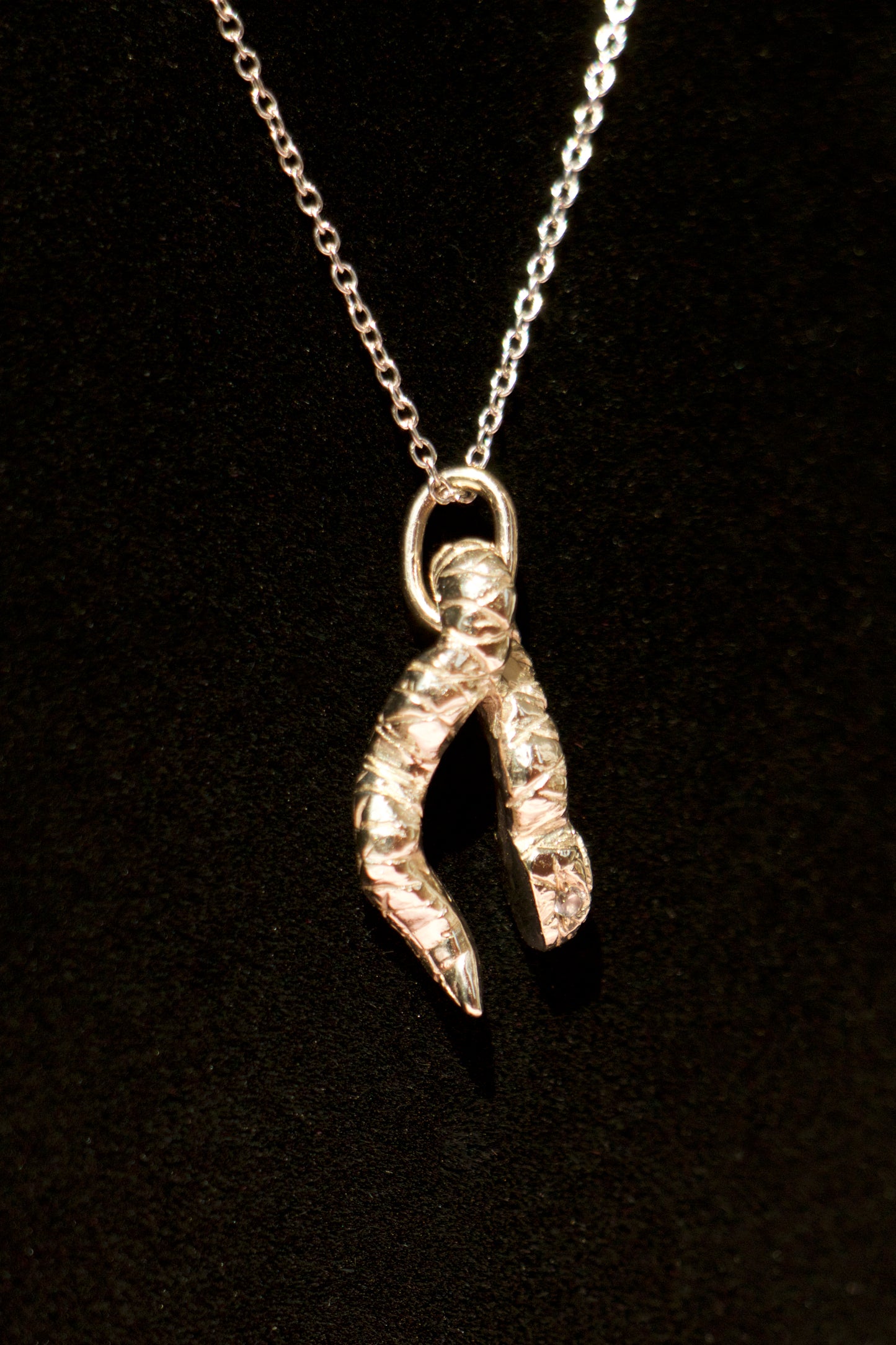 SAMPLE Snake pendant with two diamond eyes + 16" chain