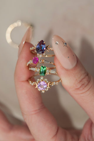 OOAK - Cushion-cut Tourmaline Pleiades Ring