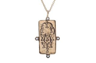 Diamond Nine of Cups Tarot Card Necklace