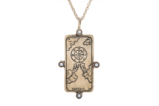Diamond Wheel of Fortune Tarot Card Necklace