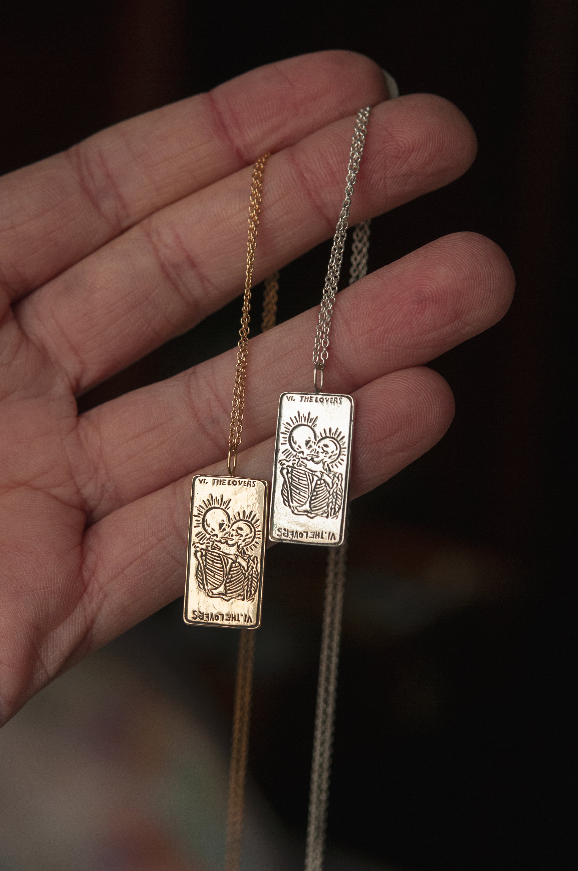 Gold Tarot Card Necklace The Lover