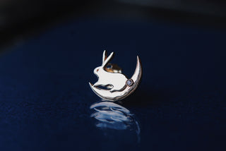 Boucle d'oreille Lune Lapin