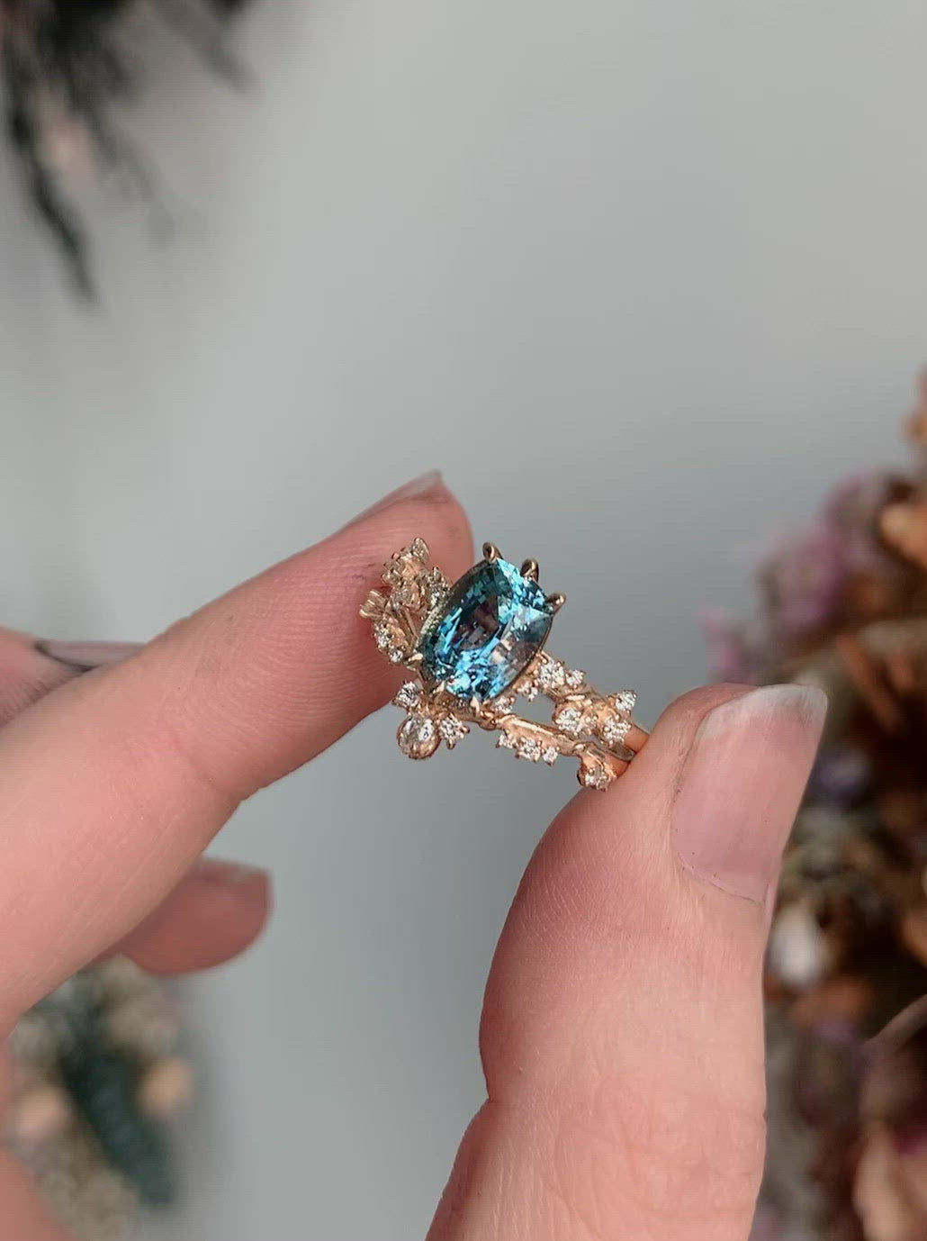 指輪・リング EOU STUDIO THE TREE R7GOLD 4x1mm Branches and Leaves Ring Variation 1 - 14kt Rose Gold