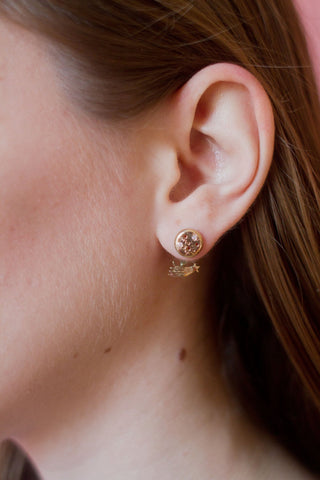 Shooting Star & Moon Ear Jacket Earring