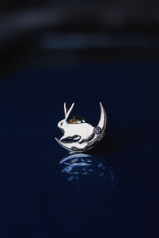 Boucle d'oreille Lune Lapin
