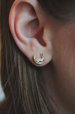 Boucle d'oreille Lune Lapin