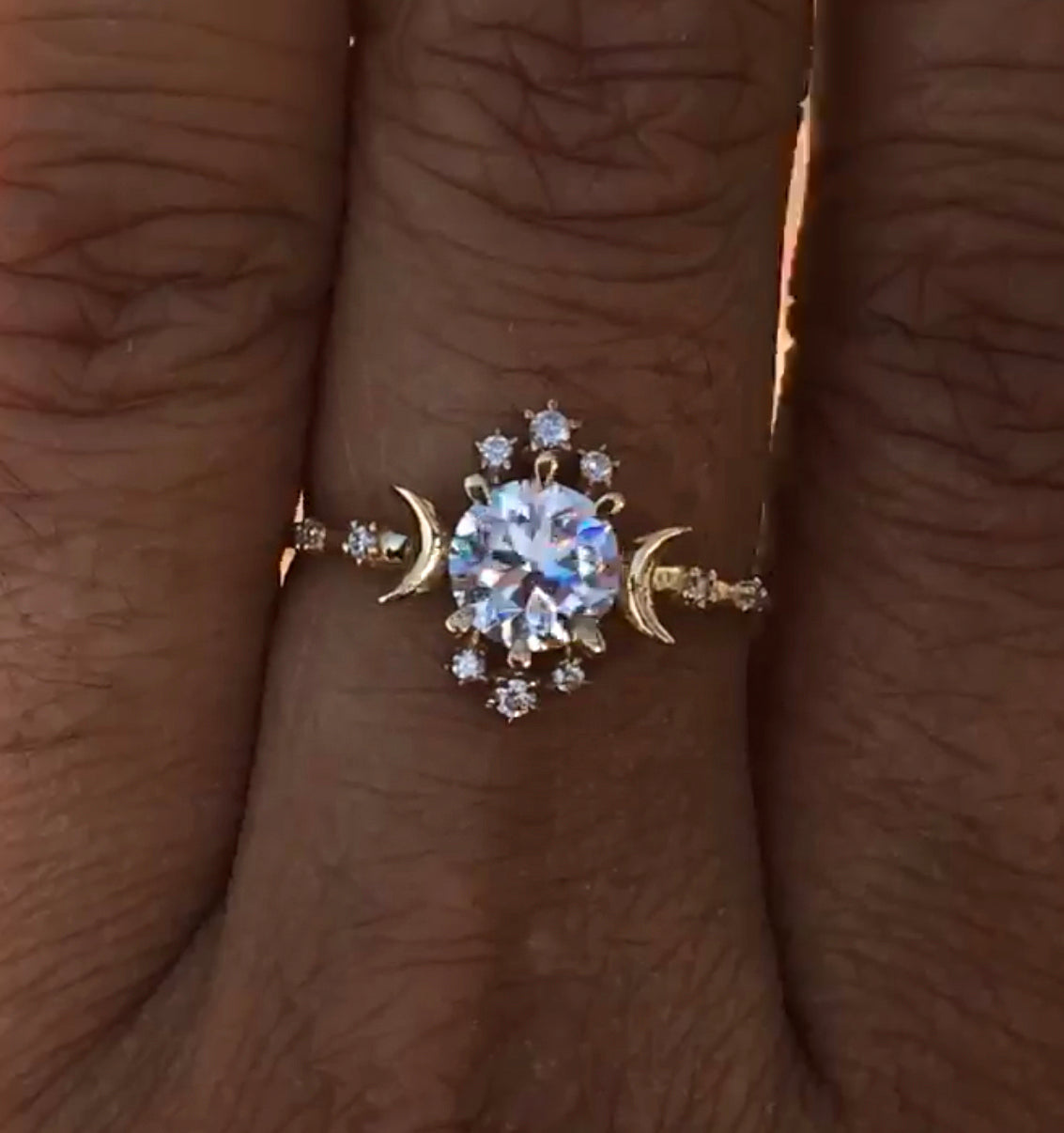 14k Rose Gold Three Stone Blue Sapphire And Half Moon Diamond Engagement  Ring #105829 - Seattle Bellevue | Joseph Jewelry