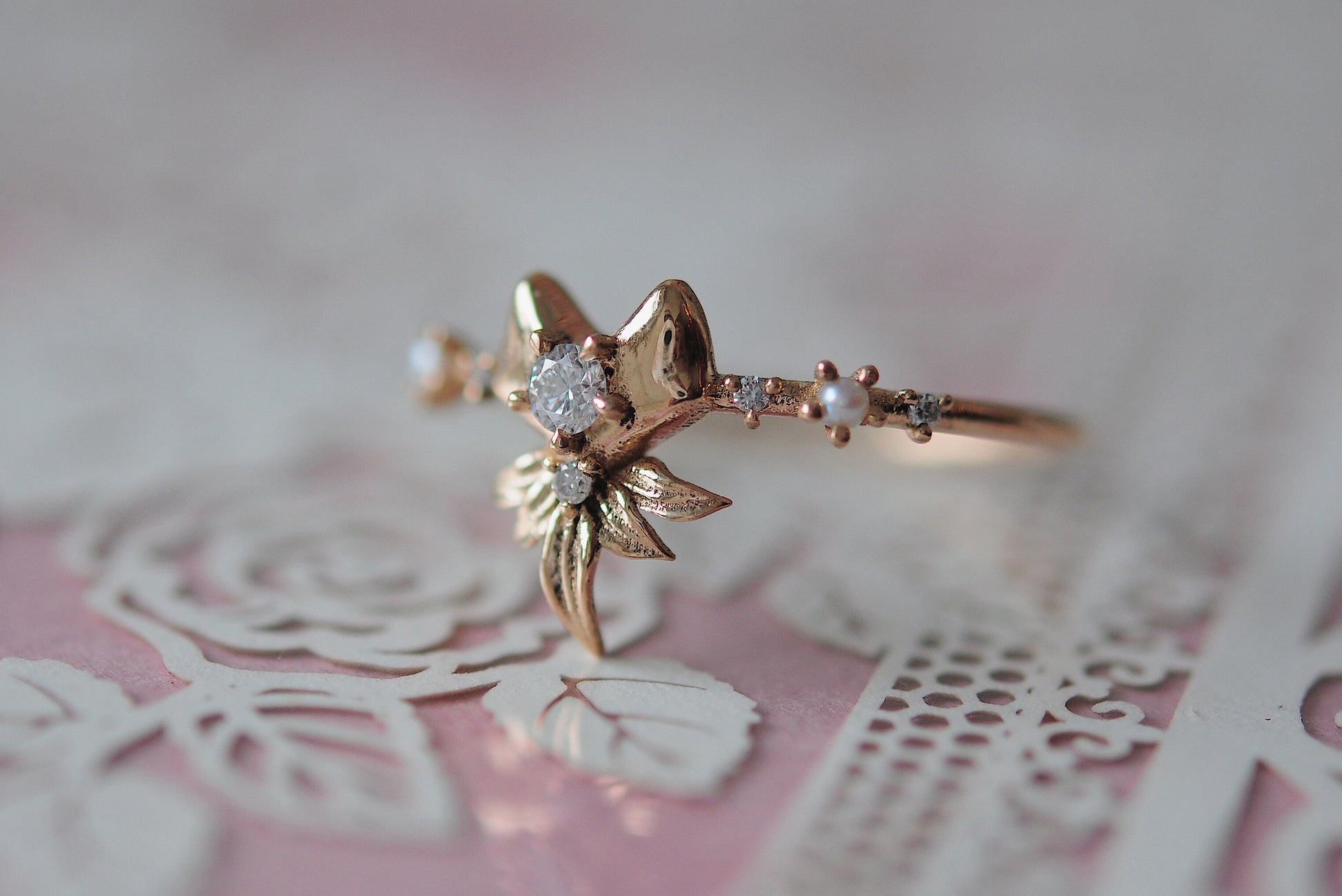 Star Blossom Ring, Pink Gold And Diamonds - Categories