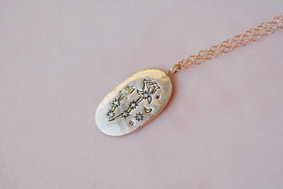 Collier Rose Céleste Gravé