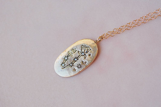 Engraved Celestial Rose Necklace
