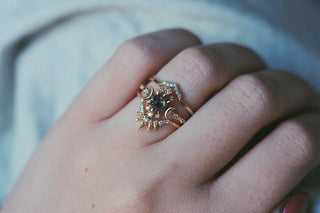 Salt & Pepper Diamond Wandering Star Ring