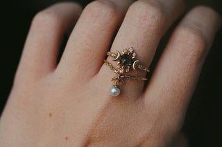 Salt & Pepper Diamond Wandering Star Ring