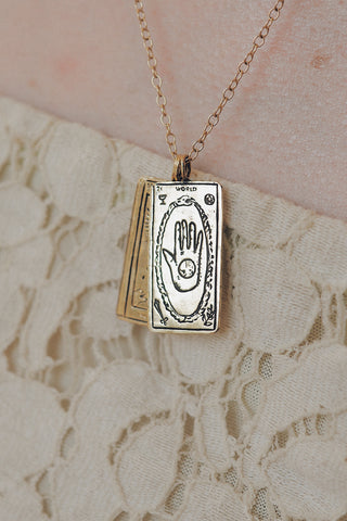 The World Tarot Card Necklace