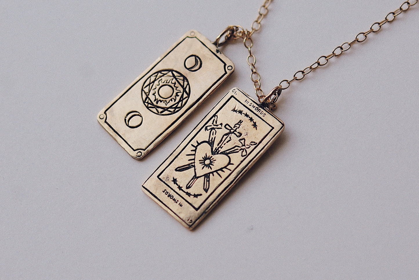 Three of Swords Tarot Card Necklace