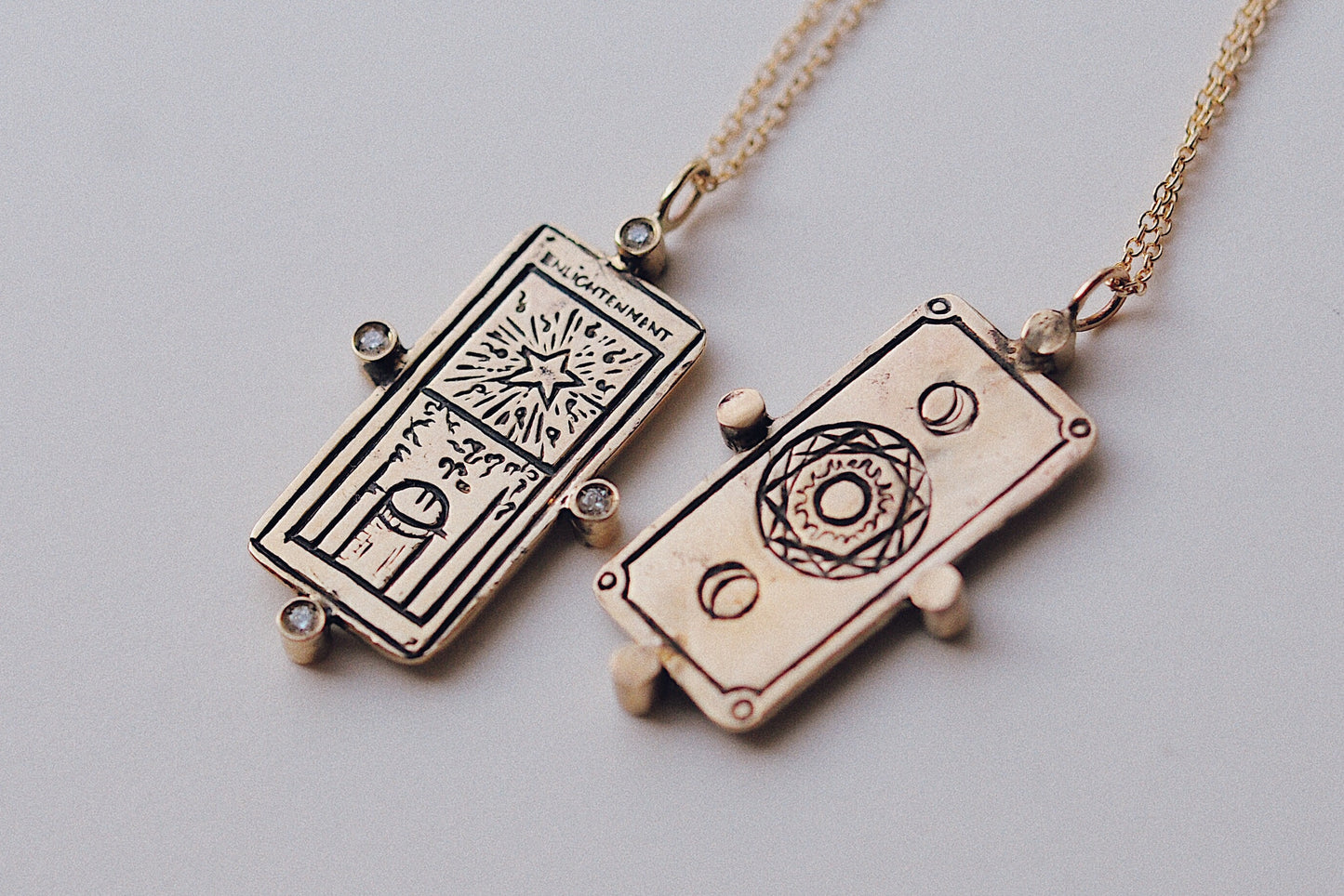 Diamond Enlightenment Tarot Card Necklace