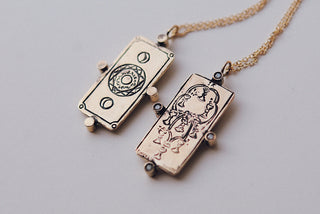 Diamond Nine of Cups Tarot Card Necklace - READY-TO-SHIP