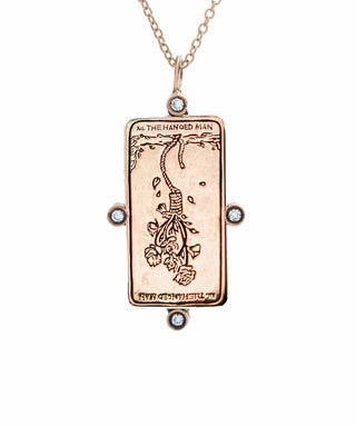 Diamond The Hanged One Tarot Card Necklace
