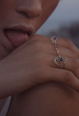 Salt & Pepper Diamond Wandering Star Ring
