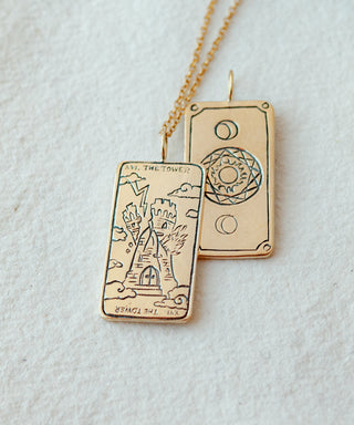 Tower Tarot Card Necklace