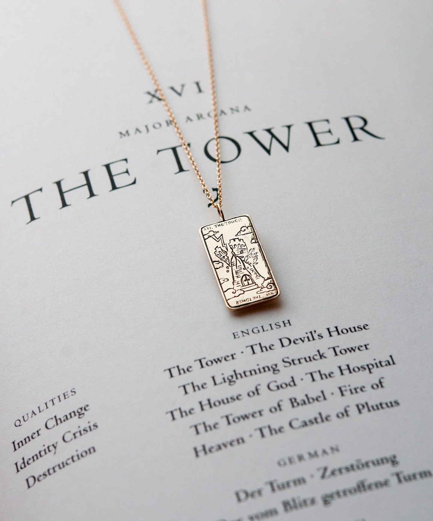 Tower Tarot Card Necklace