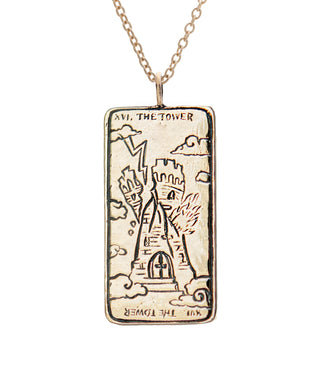 Tower Tarot Card Necklace